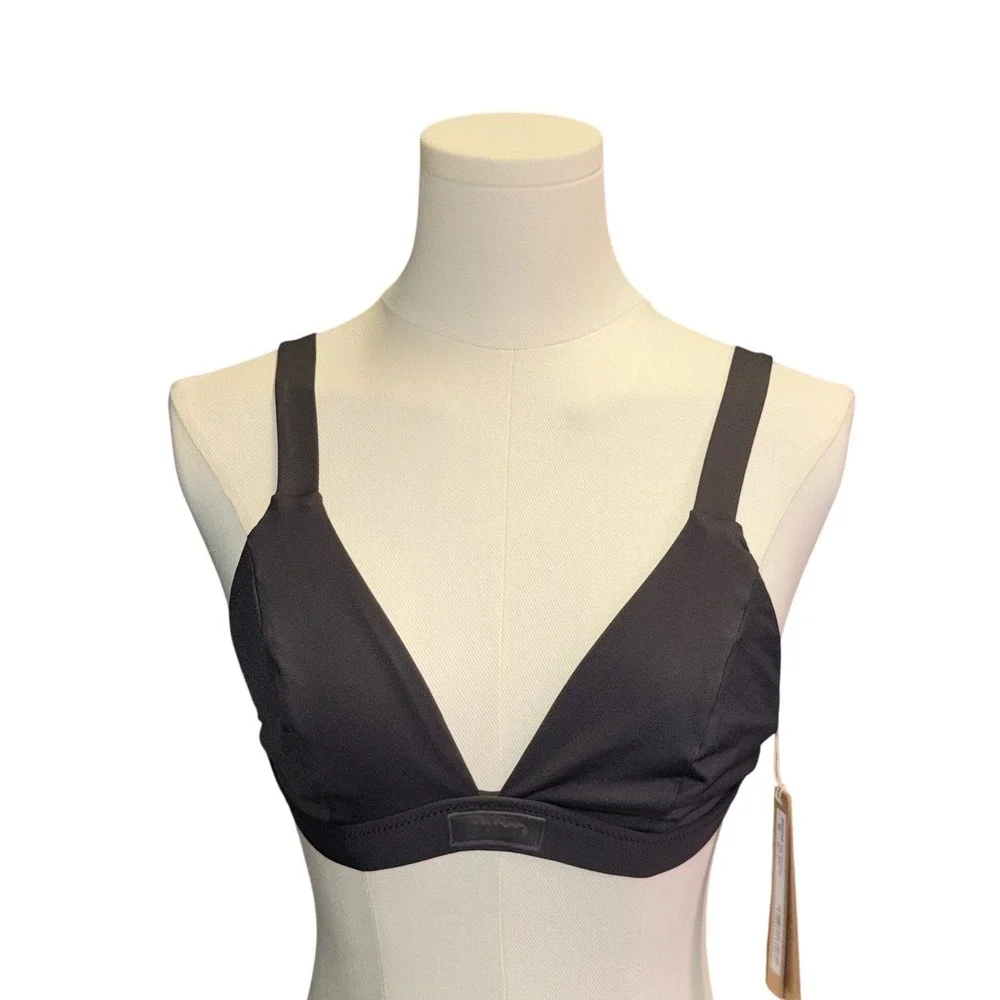 SKIMS Signature Swim Fixed Triangle Top Women Size S Onyx New BT-TRI-7493W